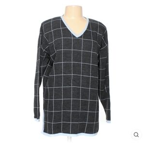 Karen Lessly Gray and blue V- neck Sweaters Size 1XL
